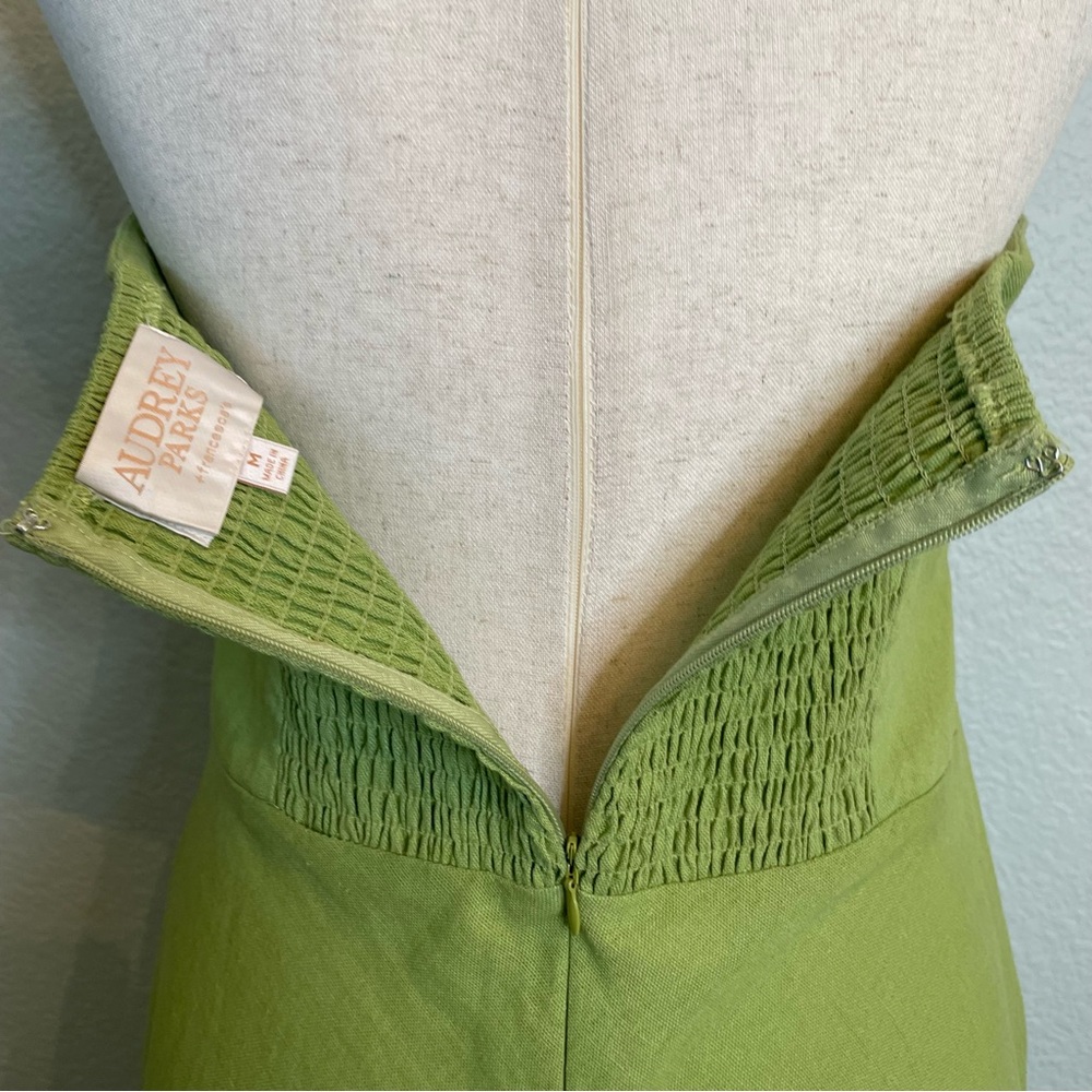 Audrey Parks for Francesca’s Green Strapless Peekaboo Twist Midi Dress | Medium - Picture 6 of 6